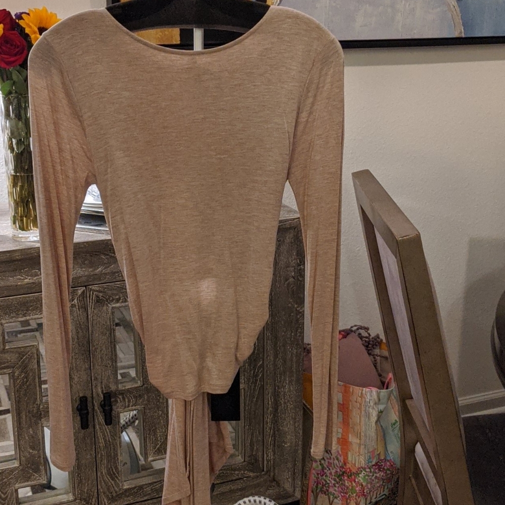 Tan Wrap Top w/Cropped Back